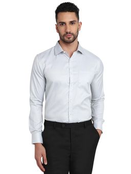 Park Avenue - Slim Fit Light Grey Cotton Blend Semi Cut Away Collar Shirt
