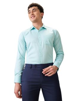 Park Avenue - Slim Fit Turquoise Cotton Blend Semi Cut Away Collar Shirt