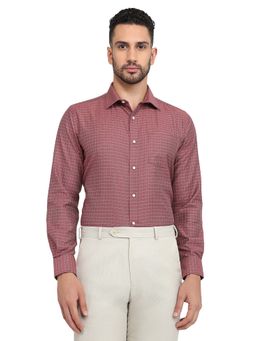 Park Avenue - Slim Fit Dark Maroon Cotton Blend Semi Cut Away Collar Shirt
