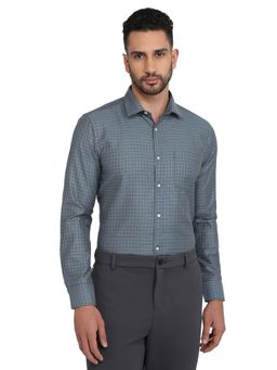 Park Avenue - Slim Fit Dark Blue Cotton Blend Semi Cut Away Collar Shirt