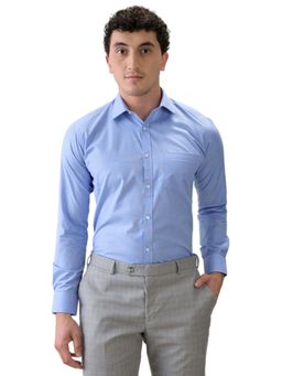 Park Avenue - Slim Fit Blue Cotton Blend Semi Cut Away Collar Shirt