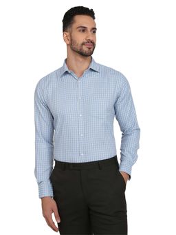 Park Avenue - Slim Fit Blue Cotton Blend Semi Cut Away Collar Shirt
