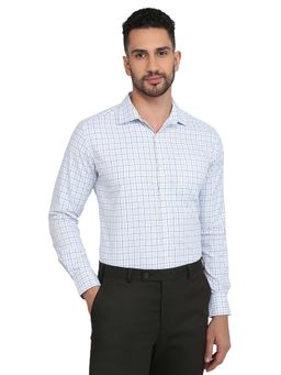Park Avenue - Slim Fit Blue Cotton Blend Semi Cut Away Collar Shirt