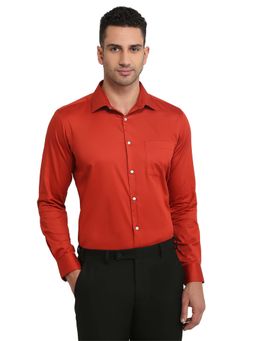 Park Avenue - Slim Fit Red Pure Cotton Collared Shirt
