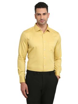 Park Avenue - Slim Fit Yellow Pure Cotton Collared Shirt
