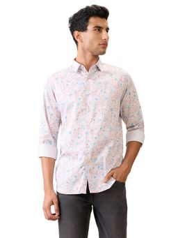 Raymond - Slim Fit Brown Pure Cotton Semi Cut Away Collar Shirt