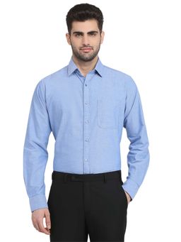 Raymond - Slim Fit Solid Blue Full Sleeve Pure Cotton Shirt