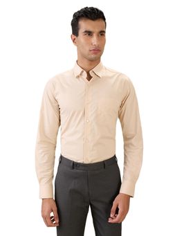 Raymond - Regular Fit Brown Viscose Blend Semi Cut Away Collar Shirt
