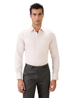 Raymond - Regular Fit Light Brown Pure Cotton Cut Away Shirt