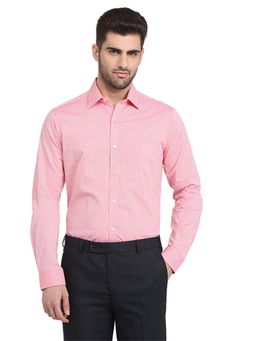 Raymond - Slim Fit Solid Pink Full Sleeve Pure Cotton Shirt