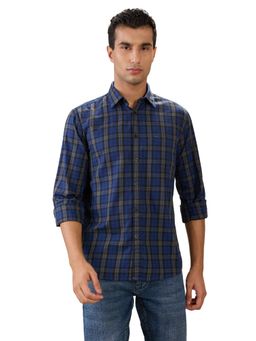 Parx - Slim Fit Blue Pure Cotton Semi Cut Away Collar Shirt