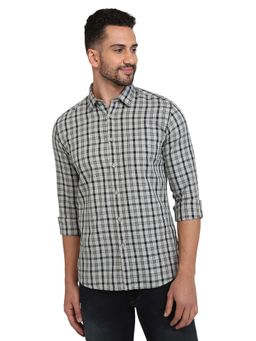 Parx - Slim Fit Light Grey Pure Cotton Semi Cut Away Collar Shirt
