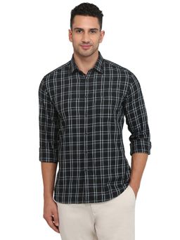 Parx - Slim Fit Black Pure Cotton Semi Cut Away Collar Shirt