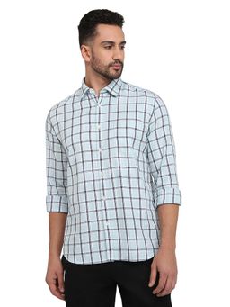 Parx - Slim Fit Light Blue Pure Cotton Semi Cut Away Collar Shirt