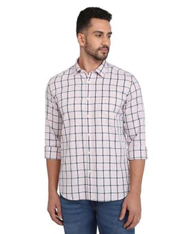 Parx - Slim Fit Light Pink Pure Cotton Semi Cut Away Collar Shirt