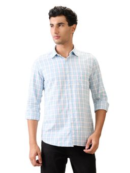 Parx - Slim Fit Blue Pure Cotton Semi Cut Away Collar Shirt