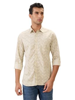 Parx - Slim Fit Brown Pure Cotton Semi Cut Away Collar Shirt
