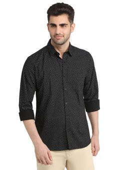 Parx - Slim Fit Black Pure Cotton Semi Cut Away Collar Shirt