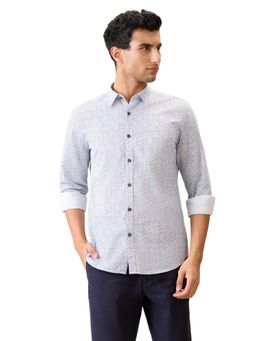 Parx - Slim Fit Blue Pure Cotton Semi Cut Away Collar Shirt