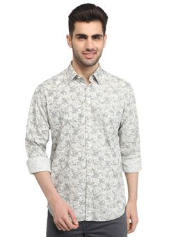 Parx - Slim Fit Grey Pure Cotton Semi Cut Away Collar Shirt