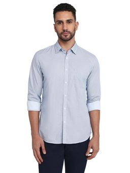 Parx - Slim Fit Blue Pure Cotton Semi Cut Away Collar Shirt