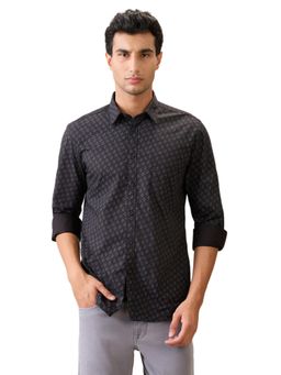 Parx - Slim Fit Black Pure Cotton Semi Cut Away Collar Shirt