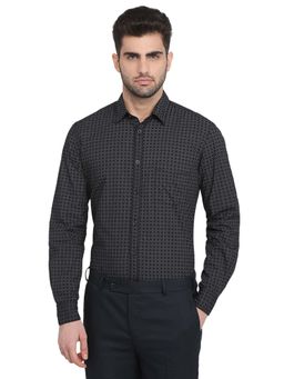 Parx - Slim Fit Black Pure Cotton Semi Cut Away Collar Shirt