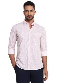 Parx - Slim Fit Light Pink Pure Cotton Semi Cut Away Collar Shirt