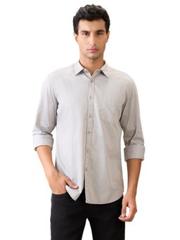Parx - Slim Fit Grey Pure Cotton Semi Cut Away Collar Shirt