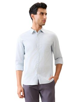 Parx - Slim Fit Blue Pure Cotton Semi Cut Away Collar Shirt