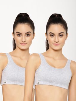 Floret - Wirefree Non-padded Sporty Bra - Grey
