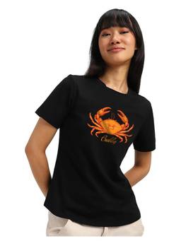 JUNEBERRY - Women Printed Round Neck Cotton T-shirt
