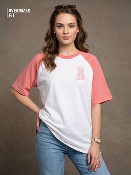 JUNEBERRY - Pink Teddy Printed Oversized Cotton T-Shirt