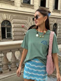 RIGO - Women Jade Green Regular Fit Typography Cotton Casual T-Shirt
