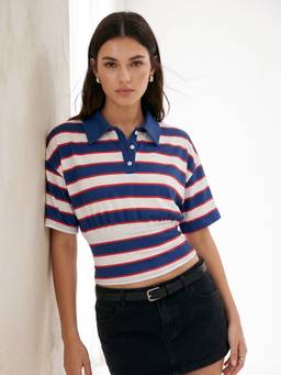 Outzidr - Multicolor Striped Polo T-Shirt