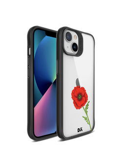 DailyObjects - Clear Painted Red Flower Black Hybrid Clear Case Cover for iPhone 13 Mini 5.4 inch
