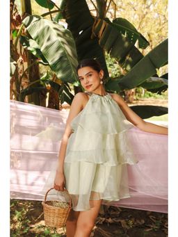 MARCHE - Green Mini Dress with Slip (Set of 2)