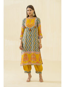 Autumnlane - Rupal Canary Muslin Digital Print Kurta with Pant (Set of 2)
