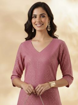 Abhishti - Women Pink Striped Kurta with Pant