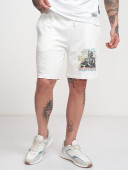 HIGHLANDER - Off White Graphic Print Casual Shorts