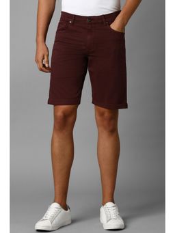 Louis Philippe - Men Maroon Solid Shorts