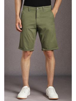 Louis Philippe - Men Olive Solid Shorts