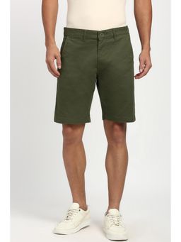 Peter England - Men Olive Solid Casual Shorts