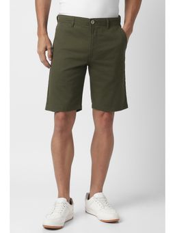 Peter England - Men Olive Solid Casual Shorts