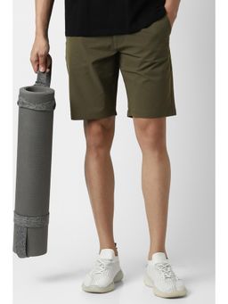 Van Heusen - Men Olive Solid Casual Shorts