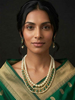 Treemoda - Royal Golden Brass Handmade Necklace & Pairs of Earrings