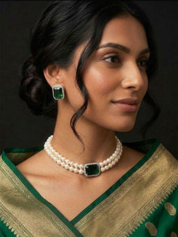 Treemoda - Victorian Plating Choker Necklace & Pairs of Earrrings