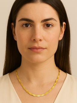 ZAISHA - Herringbone Cross Chain Necklace - 18K Gold Plated