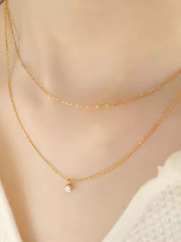 ZAISHA - Dainty Solitaire Layered Necklace-Silver