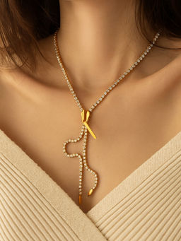ZAISHA - Zip Diamond Necklace - 18K Gold Plated-Silver